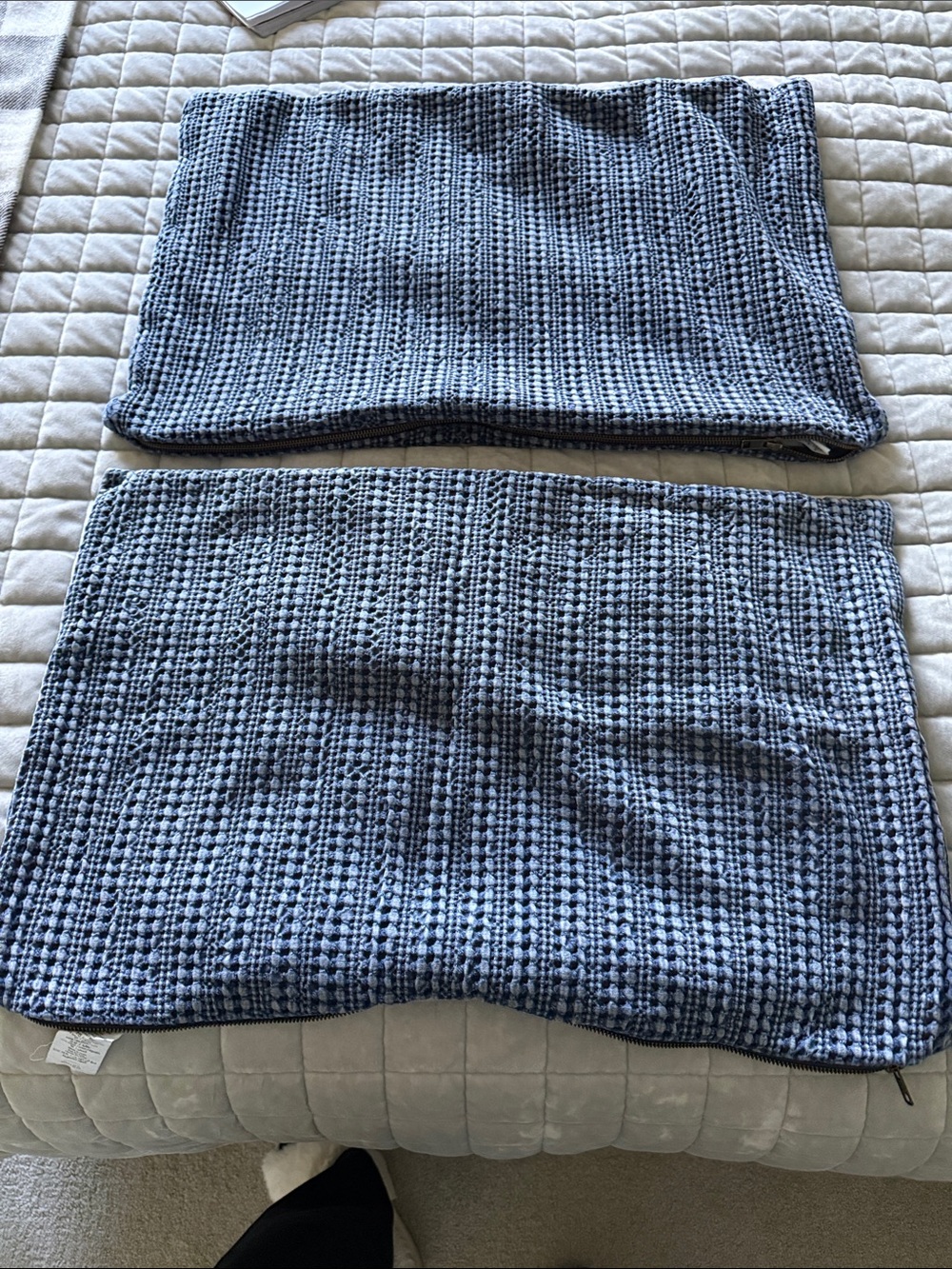 Pottery Barn Blue Textured Accent Pillow Covers (Pair) 16x24
